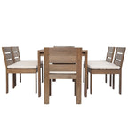 Ensemble de salle à manger d'extérieur 7 pièces en bois d'acacia avec table rectangulaire et 6 chaises rembourrées
