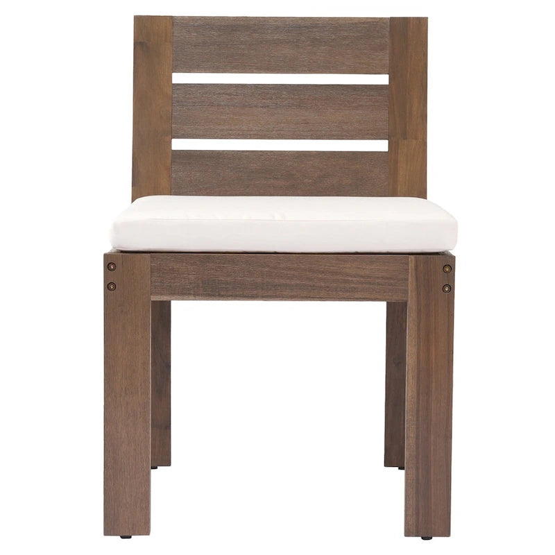 Ensemble de salle à manger d'extérieur 7 pièces en bois d'acacia avec table rectangulaire et 6 chaises rembourrées