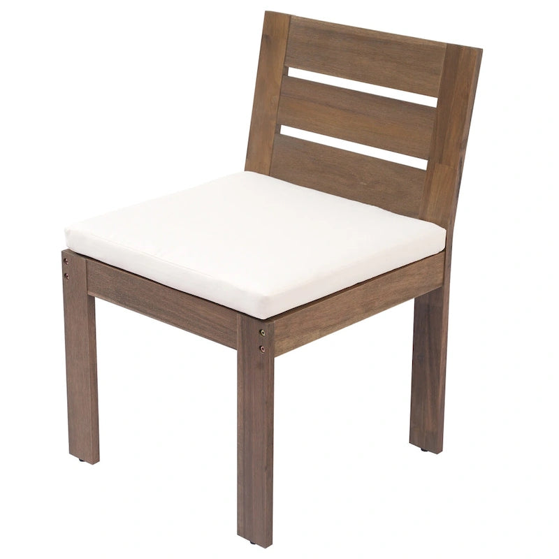 Ensemble de salle à manger d'extérieur 7 pièces en bois d'acacia avec table rectangulaire et 6 chaises rembourrées
