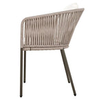Ensemble de salle à manger d'extérieur 7 pièces avec structure en métal, 6 chaises rembourrées et plateau en bois d'acacia
