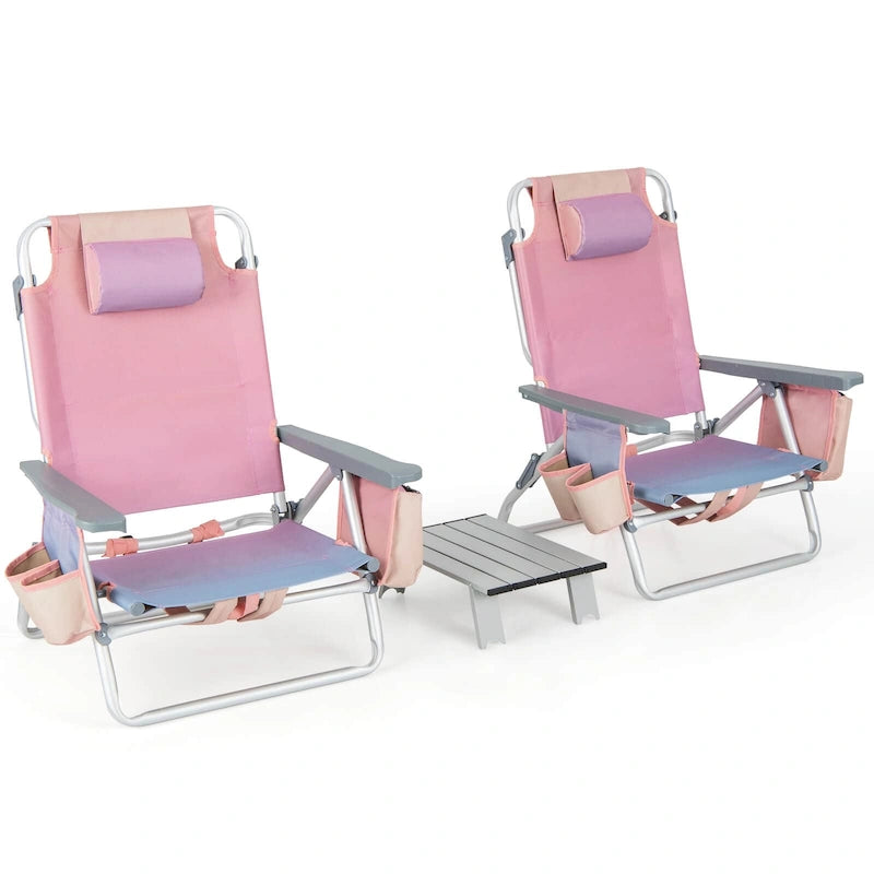 Ensemble table et sac à dos pliable Gymax 2 pièces, 5 positions, pour l'extérieur