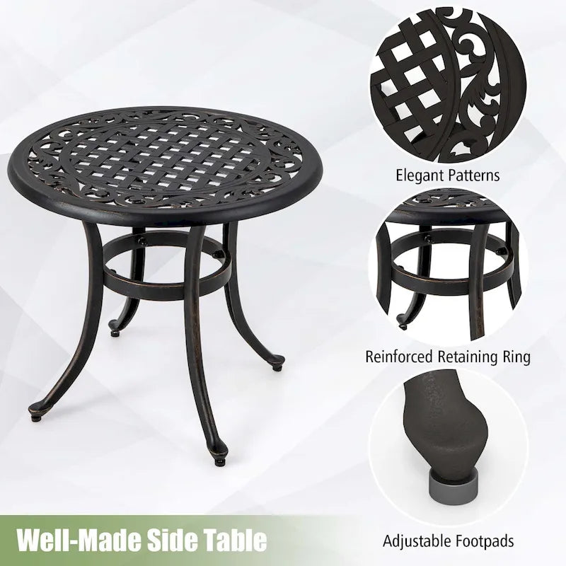Table d'appoint de patio Costway 24 avec pieds réglables, ronde - Voir les détails