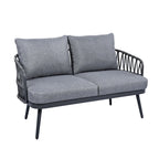 Ensemble de mobilier de patio extérieur 4 pièces, ensemble de meubles sectionnels résistants aux intempéries avec chaises en corde tressée et table basse