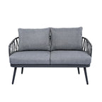 Ensemble de mobilier de patio extérieur 4 pièces, ensemble de meubles sectionnels résistants aux intempéries avec chaises en corde tressée et table basse