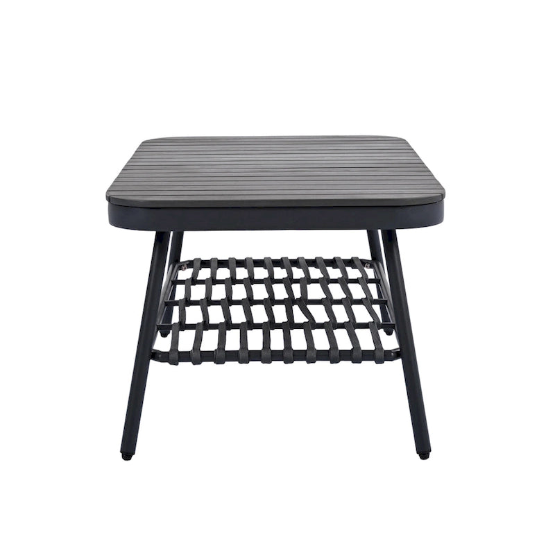 Ensemble de mobilier de patio extérieur 4 pièces, ensemble de meubles sectionnels résistants aux intempéries avec chaises en corde tressée et table basse