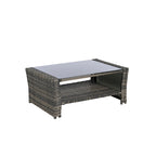 Ensemble de mobilier de patio 4 pièces, canapé d'extérieur en rotin tressé avec coussins résistants à l'eau et table basse en verre trempé