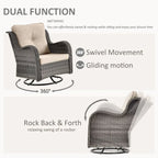 Ensemble de mobilier de jardin 7 pièces avec fauteuil à bascule pivotant