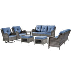Ensemble de mobilier de jardin 7 pièces avec fauteuil à bascule pivotant