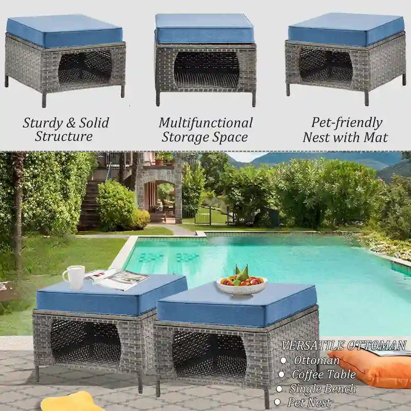 Ensemble de mobilier de jardin 7 pièces avec fauteuil à bascule pivotant