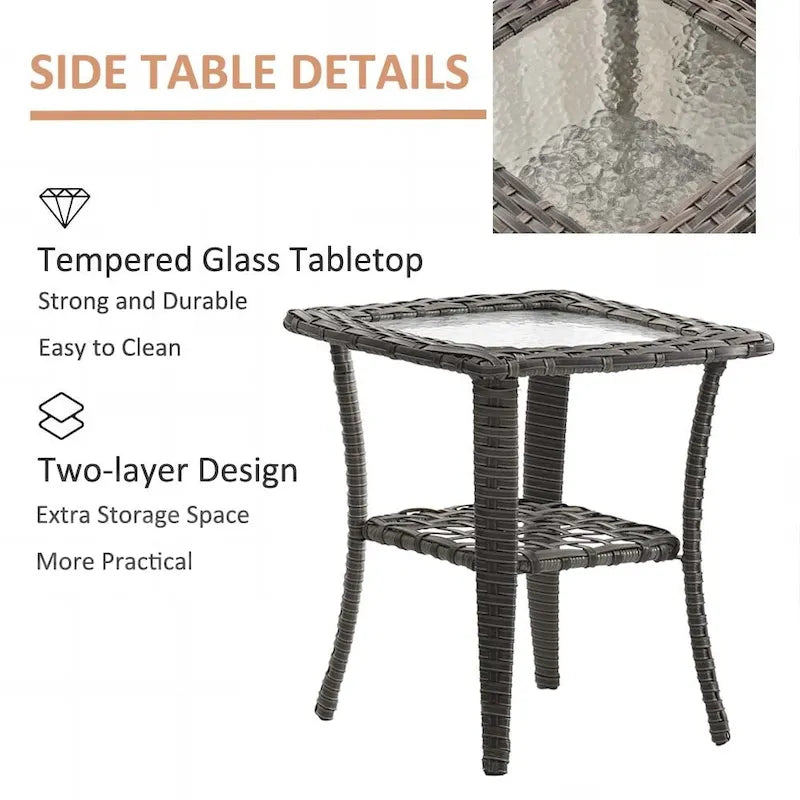 Ensemble de mobilier de jardin 7 pièces avec fauteuil à bascule pivotant