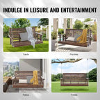 Balancelle de porche en bois robuste avec chaînes de suspension pour l'extérieur
