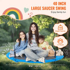 Balançoire ronde pour enfants, avec sangles de suspension et cordes multibrins réglables, idéale pour les activités de plein air.