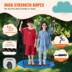 Balançoire ronde pour enfants, avec sangles de suspension et cordes multibrins réglables, idéale pour les activités de plein air.