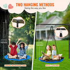 Balançoire ronde pour enfants, avec sangles de suspension et cordes multibrins réglables, idéale pour les activités de plein air.