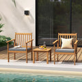 Ensemble de mobilier de jardin Costway 3 pièces en bois d'acacia : chaises et table basse - Voir les détails