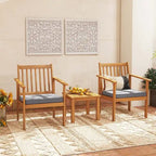 Ensemble de mobilier de jardin Costway 3 pièces en bois d'acacia : chaises et table basse - Voir les détails