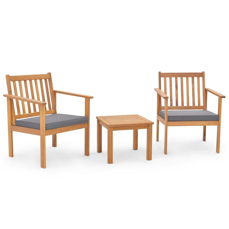 Ensemble de mobilier de jardin Costway 3 pièces en bois d'acacia : chaises et table basse - Voir les détails