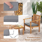 Ensemble de mobilier de jardin Costway 3 pièces en bois d'acacia : chaises et table basse - Voir les détails