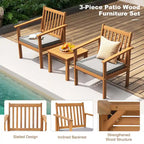Ensemble de mobilier de jardin Costway 3 pièces en bois d'acacia : chaises et table basse - Voir les détails