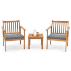 Ensemble de mobilier de jardin Costway 3 pièces en bois d'acacia : chaises et table basse - Voir les détails
