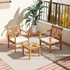 Ensemble de mobilier de jardin Costway 3 pièces en bois d'acacia : chaises et table basse - Voir les détails