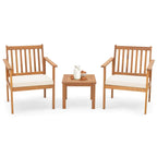 Ensemble de mobilier de jardin Costway 3 pièces en bois d'acacia : chaises et table basse - Voir les détails