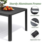 Table de salle à manger d'extérieur 9 pièces, table extensible en aluminium avec chaises pliantes.