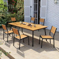Table de salle à manger rectangulaire d'extérieur en aluminium 7 pièces avec chaises empilables