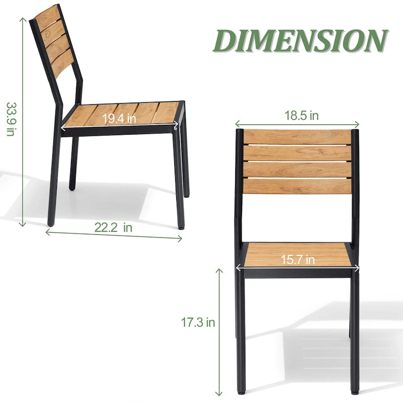 Table de salle à manger rectangulaire d'extérieur en aluminium 7 pièces avec chaises empilables