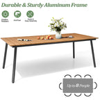 Table de salle à manger rectangulaire d'extérieur en aluminium 7 pièces avec chaises empilables