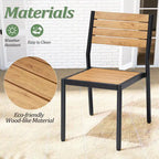 Table de salle à manger rectangulaire d'extérieur en aluminium 7 pièces avec chaises empilables