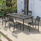 Table de salle à manger rectangulaire d'extérieur en aluminium 7 pièces avec chaises empilables