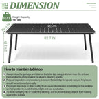 Table de salle à manger rectangulaire d'extérieur en aluminium 7 pièces avec chaises empilables