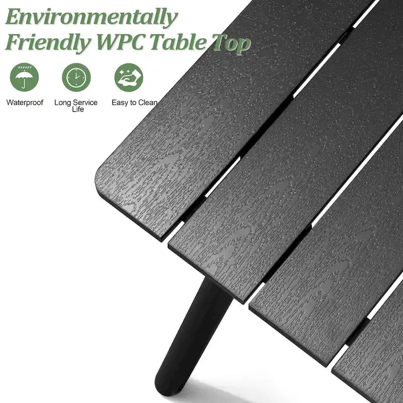 Table de salle à manger rectangulaire d'extérieur en aluminium 7 pièces avec chaises empilables