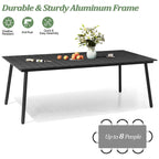 Table de salle à manger rectangulaire d'extérieur en aluminium 7 pièces avec chaises empilables