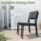 Table de salle à manger rectangulaire d'extérieur en aluminium 7 pièces avec chaises empilables