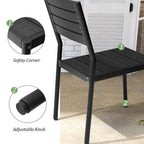Table de salle à manger rectangulaire d'extérieur en aluminium 7 pièces avec chaises empilables