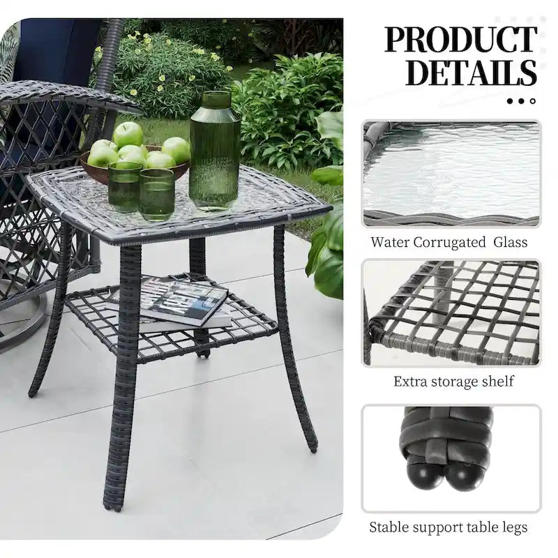 Ensemble de 6 pièces UPHA pour patio extérieur en osier pivotant avec table d'appoint et coussins