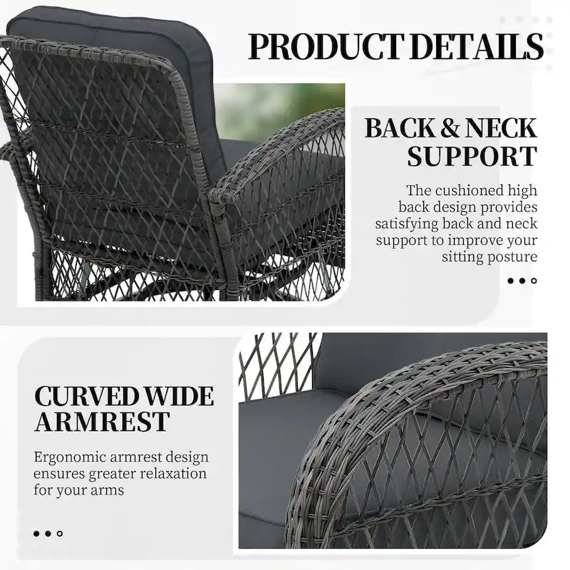 Ensemble de 6 pièces UPHA pour patio extérieur en osier pivotant avec table d'appoint et coussins