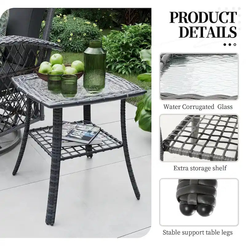 Ensemble de 6 pièces UPHA pour patio extérieur en osier pivotant avec table d'appoint et coussins