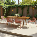 Ensemble de salle à manger d'extérieur extensible 7 pièces avec table extensible en bois d'acacia et 6 chaises empilables