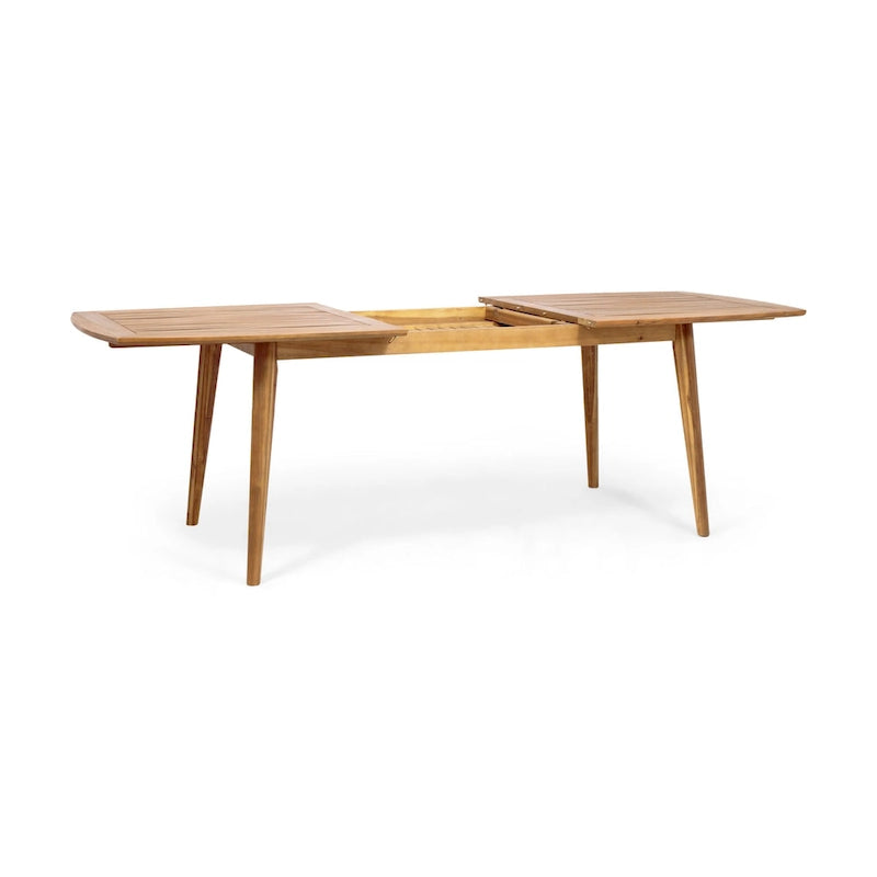 Ensemble de salle à manger d'extérieur extensible 7 pièces avec table extensible en bois d'acacia et 6 chaises empilables