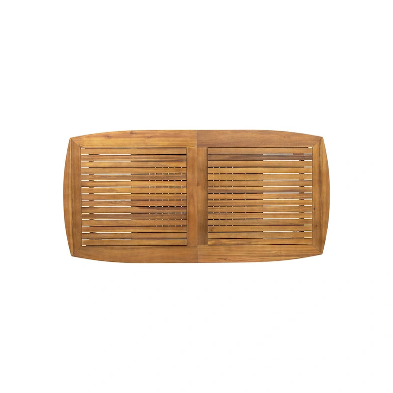 Ensemble de salle à manger d'extérieur extensible 7 pièces avec table extensible en bois d'acacia et 6 chaises empilables