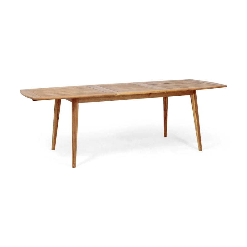 Ensemble de salle à manger d'extérieur extensible 7 pièces avec table extensible en bois d'acacia et 6 chaises empilables
