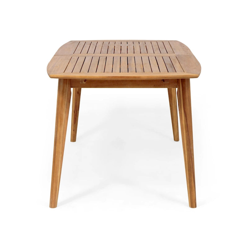 Ensemble de salle à manger d'extérieur extensible 7 pièces avec table extensible en bois d'acacia et 6 chaises empilables