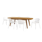 Ensemble de salle à manger d'extérieur extensible 7 pièces avec table extensible en bois d'acacia et 6 chaises empilables
