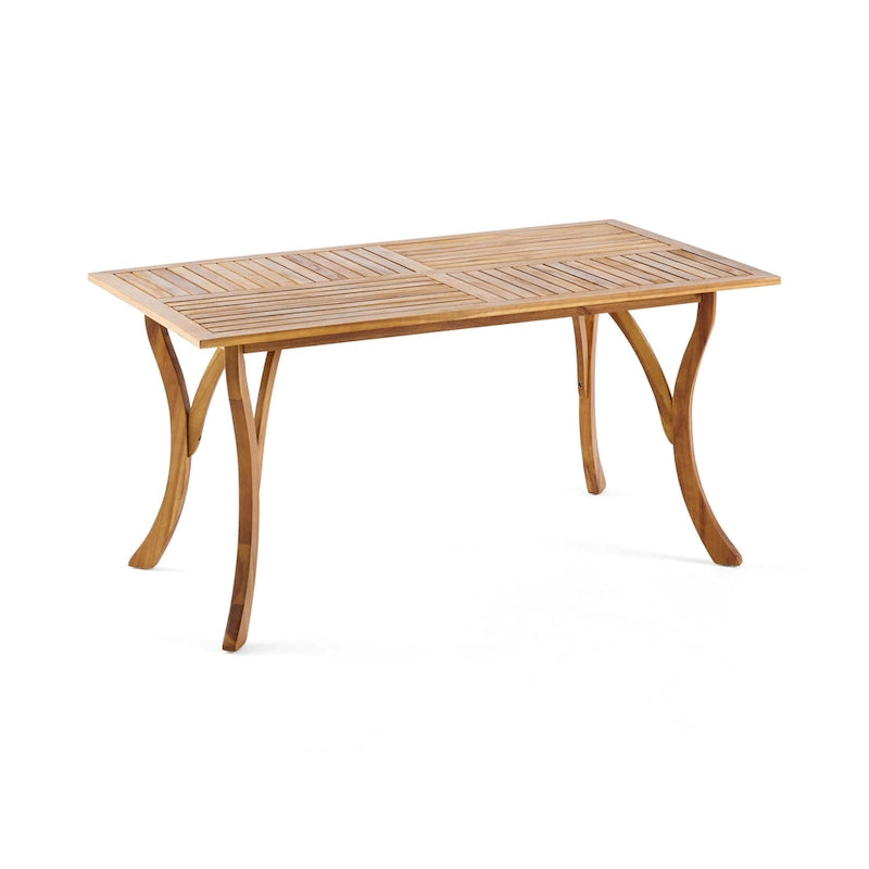 Ensemble de salle à manger d'extérieur 7 pièces en bois d'acacia avec table rectangulaire et 6 chaises rembourrées