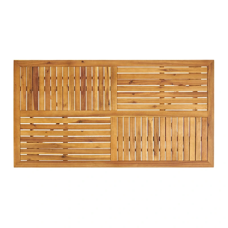 Ensemble de salle à manger d'extérieur 7 pièces en bois d'acacia avec table rectangulaire et 6 chaises rembourrées