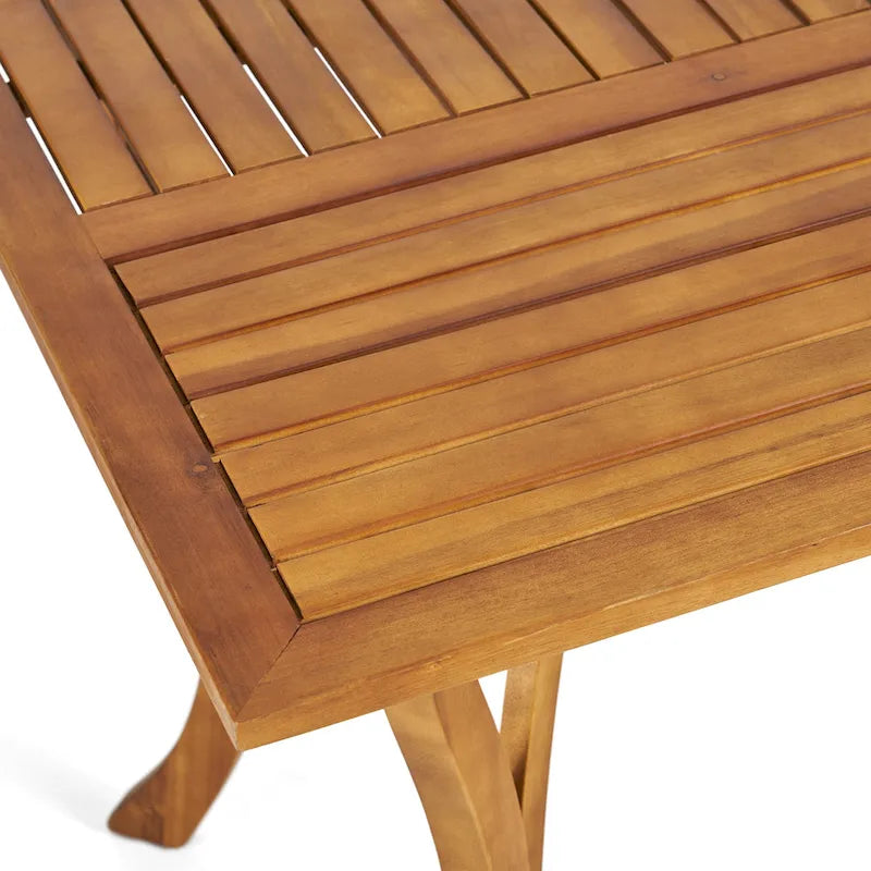 Ensemble de salle à manger d'extérieur 7 pièces en bois d'acacia avec table rectangulaire et 6 chaises rembourrées