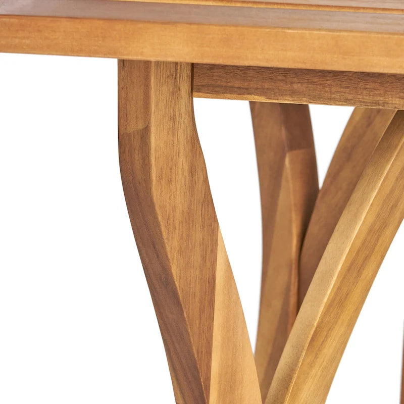 Ensemble de salle à manger d'extérieur 7 pièces en bois d'acacia avec table rectangulaire et 6 chaises rembourrées